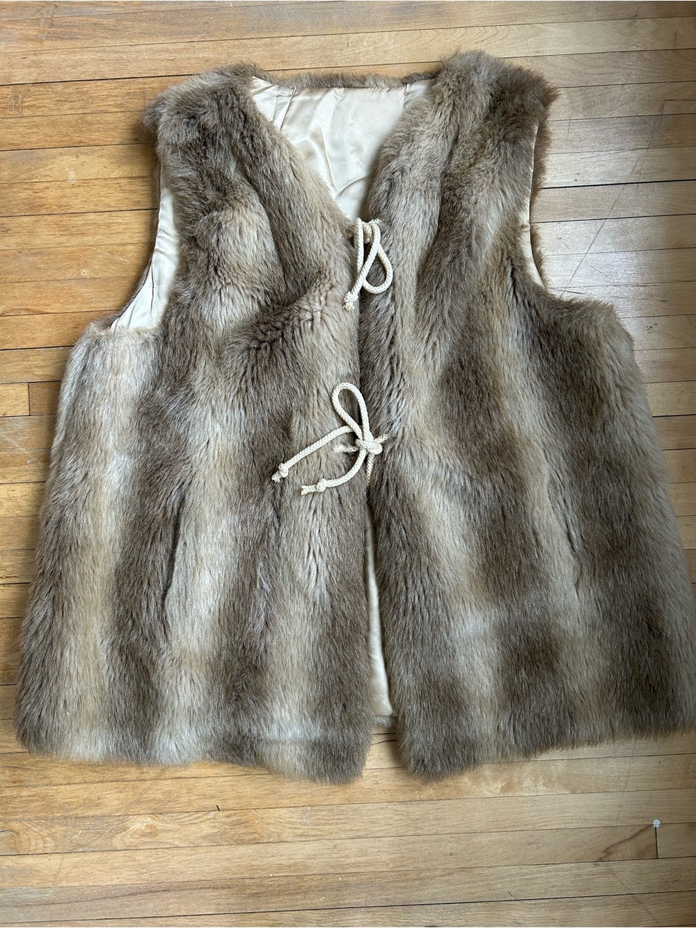 Faux Fur Vest with Ties
